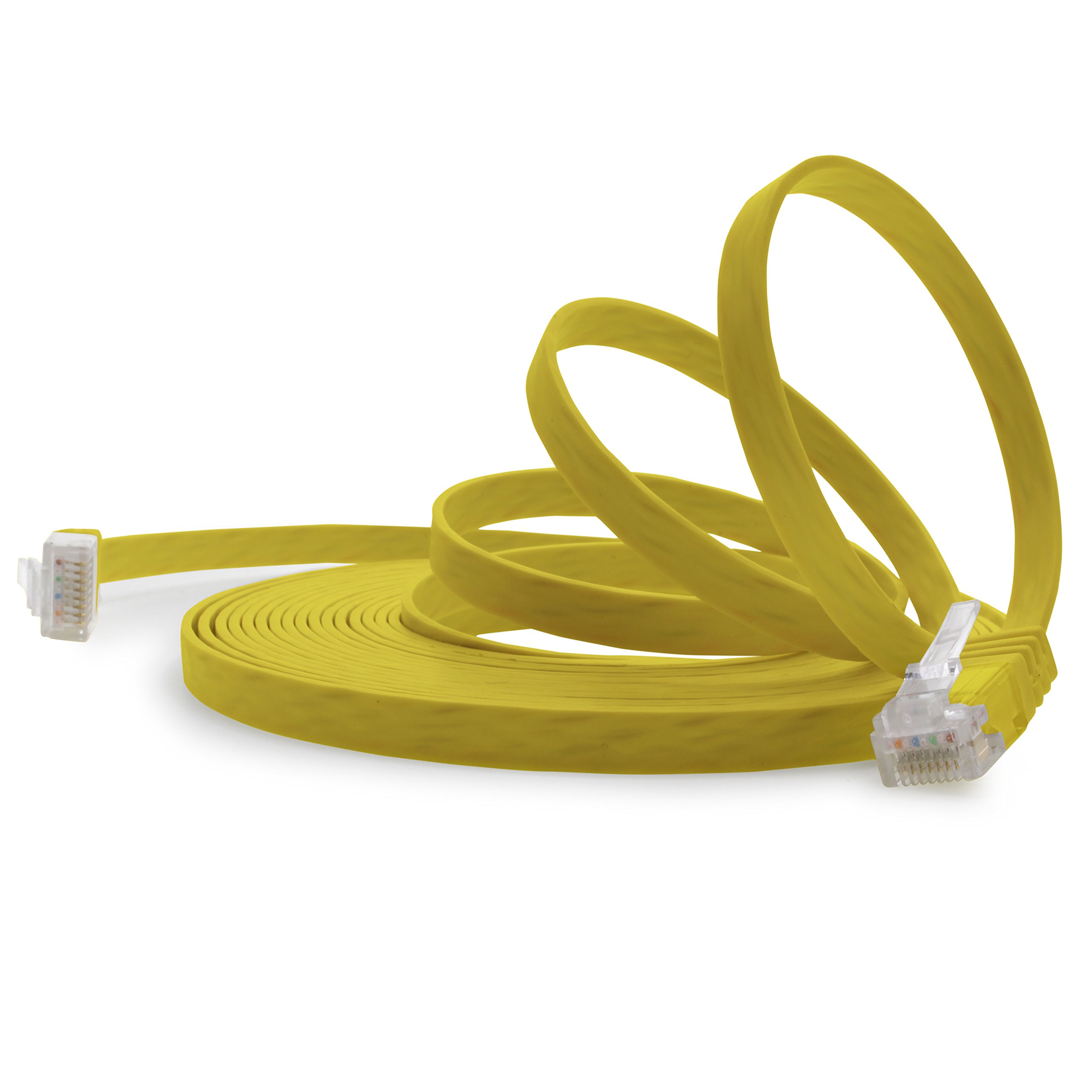 1aTTack.de 7m Yellow Cat.6 Flat Network Cable - Ultra Slim Micro Patch Cable, 1000 Mbit/s Gigabit LAN (RJ45)