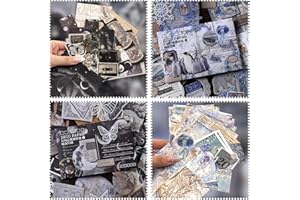 Npcswxq 200Pcs Vintage Scrapbook Paper Sticker Kit,Starry Sky and Ocean Underwater Scrapbooking Decals for Junk Journal Supplies Card Making Stationery Album,Collage,As Gift