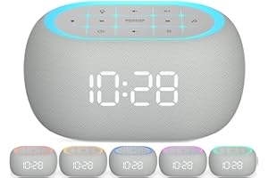 ANJANK White Noise Sound Machine Alarm Clock with Bluetooth Speaker, 21 Relaxing Sounds, 7 Night Lights,0-100% Dimmer/Sleep T