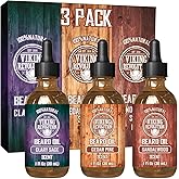 Viking Revolution Beard Oil for Men 3 Pack - Natural Mens Beard Oil Variety Set - Sandalwood, Pine and Cedar, Clary Sage Scents - Beard Conditioning and Moisturizing for a Healthy Beard (3 Pack, 1oz)