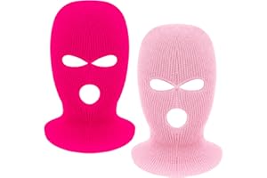TMFLEXE 2 Pieces 3-Hole Full Face Mask Cover Ski Mask Winter Balaclava Cap Knitted Face Cover for Winter Outdoor Sports