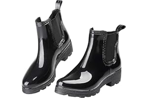 EYUSHIJIA Women's Short Rain Boots Waterproof Slip On Ankle Chelsea Booties