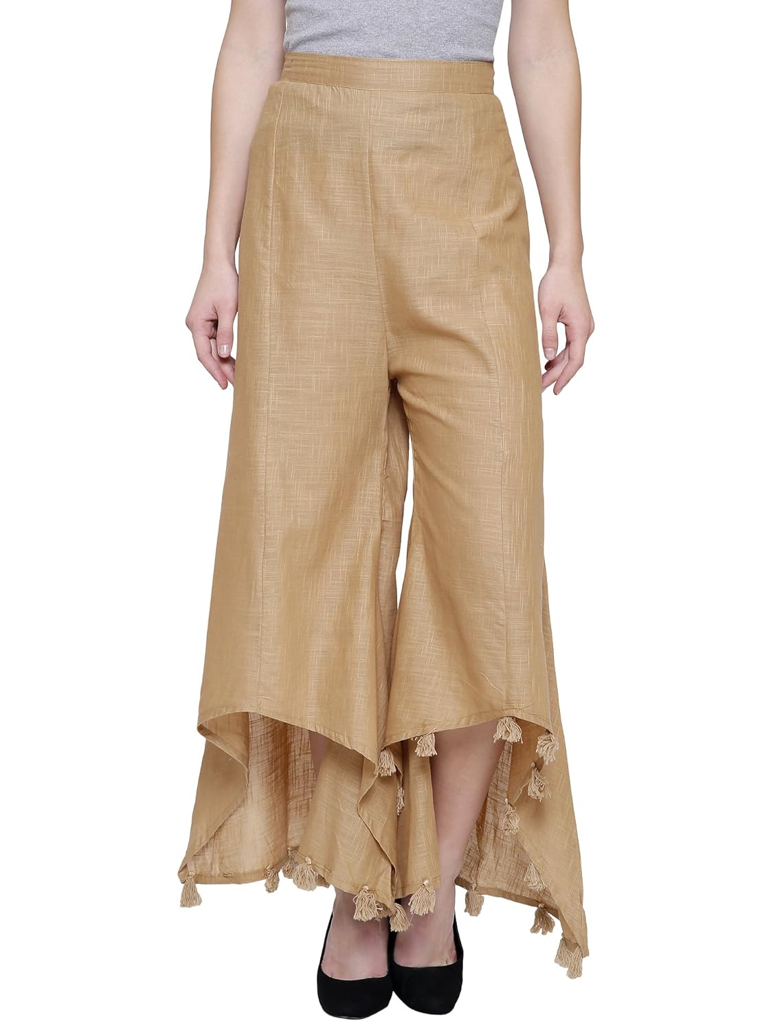 damen mode women's cotton slub straight up and down stylish palazzo