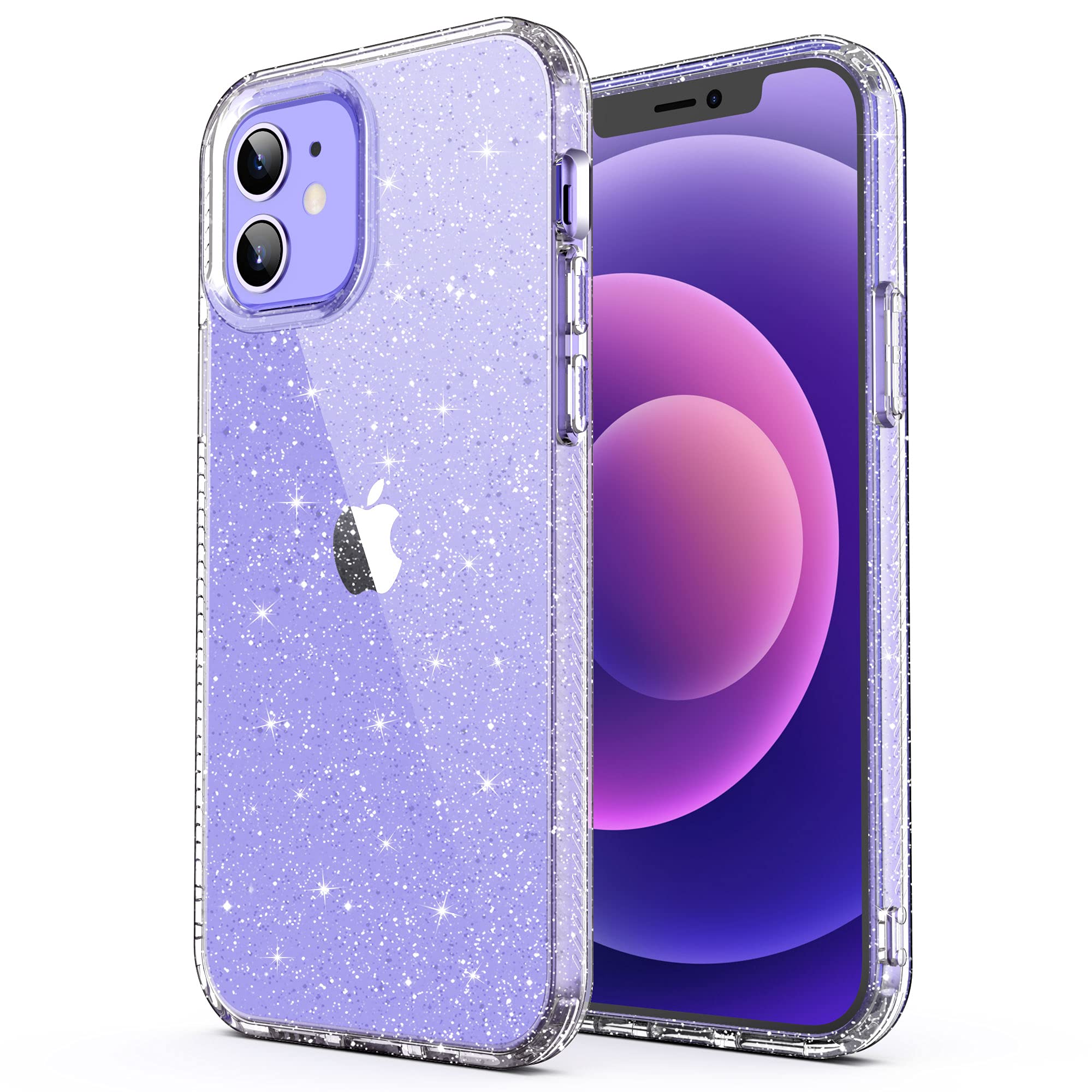 ULAK for iPhone 12 / 12 Pro Case Clear Glitter Soft TPU Cover Anti-Scratch&Shockproof Transparent Protective Phone Case Compatible with iPhone 12/iPhone 12 Pro 6.1 Inch, Clear Glitter