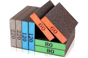 Giwiemi 8 Pack Sanding Sponge, Washable & Reusable Sanding Blocks for Drywall, Wood, Metal & Furniture — Premium Sandpaper Block Assortment with 60/80/120/220 Grit