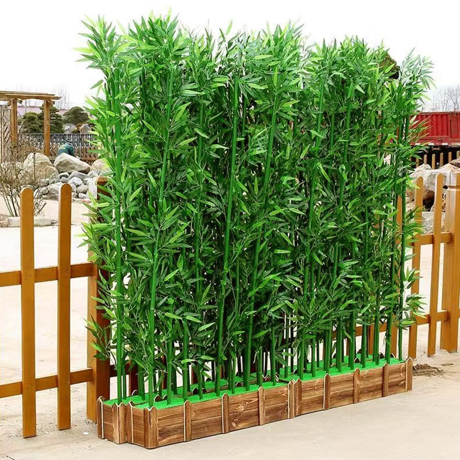 Photo 1 of 10 Pack 4ft Artificial Bamboo Trees, Fake Bamboo, Privacy Plants with Silk Leaves for Indoor Outdoor Decor, Garden Fence, Courtyard - Waterproof & Low Maintenance