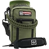 NATURE PIONEOR Water Bottle Holder with Adjustable Strap - 25/32/40oz Insulated Water Bottle Carrier Sling Sleeve with Paracord Handle & 2 Storage Pockets, Hiking, Camping, Gym
