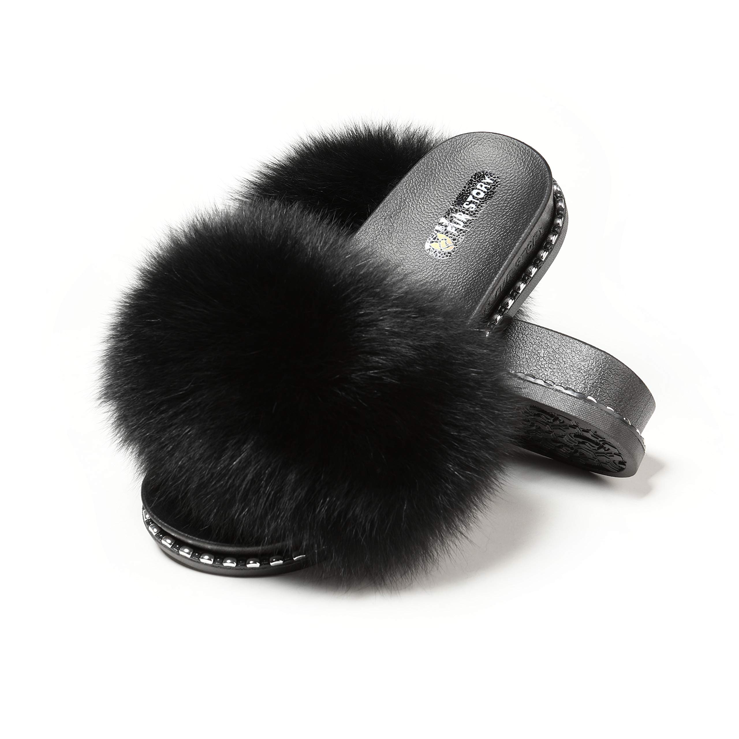 fur slide sandals