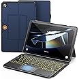INFILAND Keyboard Case for Samsung Galaxy Tab A9+/A9 Plus 5G with 7-Color Backlight & High Precision Trackpad, Slim and Portable Detachable Folder Style Keyboard Case for Tab A9+ 11 inch,Navy