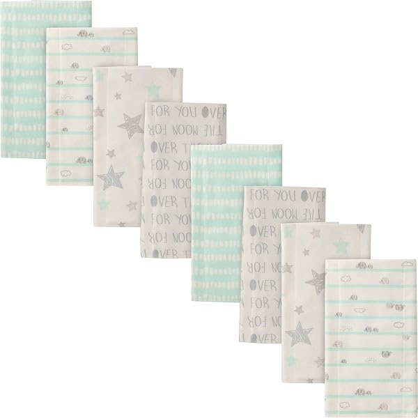 Hudson Baby Unisex Cotton Flannel Burp Cloths - Blush Navy Floral 7-Pack, Super Soft & Absorbent For Newborns - View #9