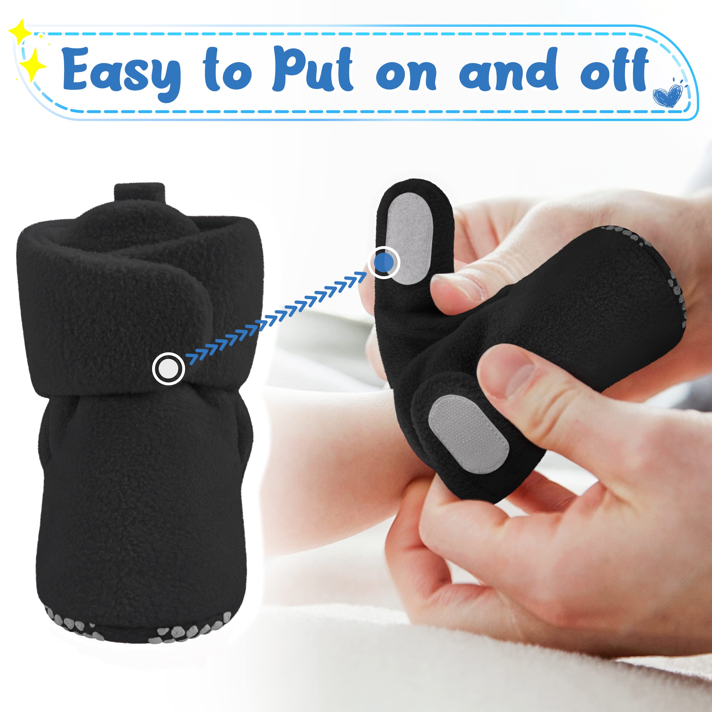 Pro Goleem Fleece Baby Booties, Warm Cozy Baby Slippers, Stay On Sock Shoes, Easy to Put on, Unisex Baby Gifts, Soft Non-Slip Adjustable Newborn Boots for Boys and Girls