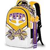 Cheer Backpack with Glitter Cheerleader Keychain, Cheer Pin Strap for Backpack, Cheerleading Gifts for Team Women (Gold Purple)