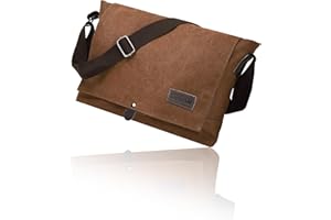 Cota's home Canvas Messenger Bag for Men, Fits 14 Inch Laptop & A4 Documents, Large Capacity Crossbody Shoulder Bag