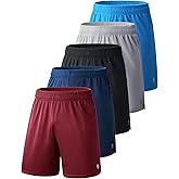 5 Pack Boys Athletic Shorts Mesh Basketball Youth Apparel Kids Sports Active Gear with Pockets