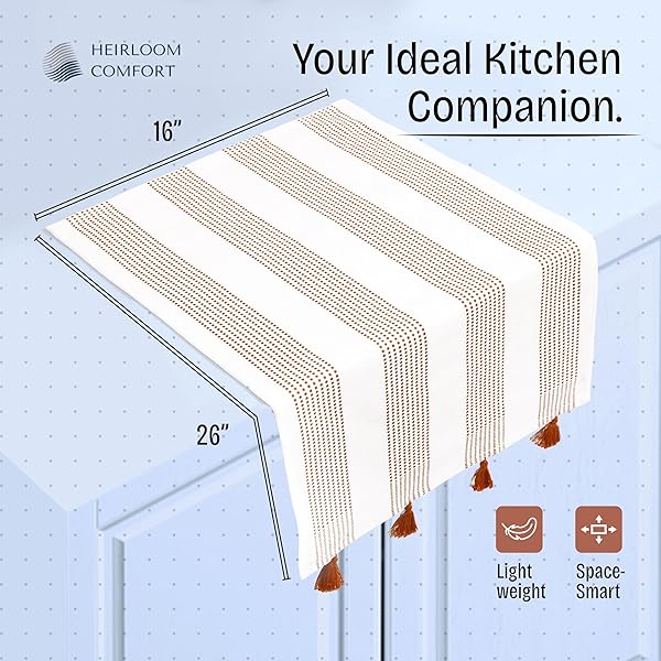 HEIRLOOM COMFORT RUST DECORATIVE DOTTED KITCHEN TOWELS 16X26 INCH, 12 PACK, QUICK-DRY, 100% COTTON DISH TOWELS WITH TASSELS, ULTRA ABSORBENT & SOFT FOR CLEANING, DRYING DISHES, AND EVERYDAY USE