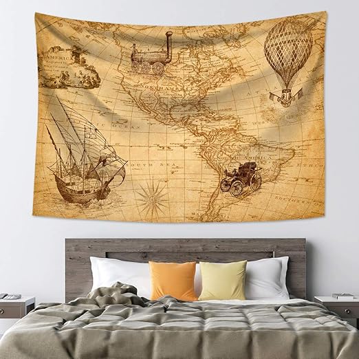 Hvest Carte Du Monde Ancienne Carte Du Monde Anthracite Style Retro Tapisserie Murale De Style Amerique Du Sud Decoration Murale Pour Salon Chambre A Coucher Dortoir 59x39 150x100cm Amazon Ca Maison Et Cuisine