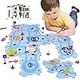 XAZASTOV Plastic Floor Puzzles for Kids with Airplane Toy Car, Puzzle Track Car Play Set, Educational Toys for 2 3 4 5 6 Year Old Boys, 2 3 4 5 6 Year Old Boy Birthday Gift, Kids Toys Boys 3-5