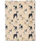ainori Boston Terriers Blanket - Cute Black and Tan Dog Beige Fleece Throw,Gifts for Kids Adult, Soft & Warm,Lightweight, for Modern Decor, Pet Lovers, and Room Home Accents 50x60in