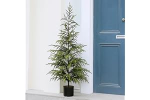 FOTEEWL Artificial Norfolk Pine Tree - 4ft (48") Faux Christmas Tree Fake Potted Plants for Indoor Outdoor Home Front Porch Christmas Decor