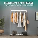 Klass Home Collection Portable Heavy Duty Clothes Rail with Storage Shelf White view 2