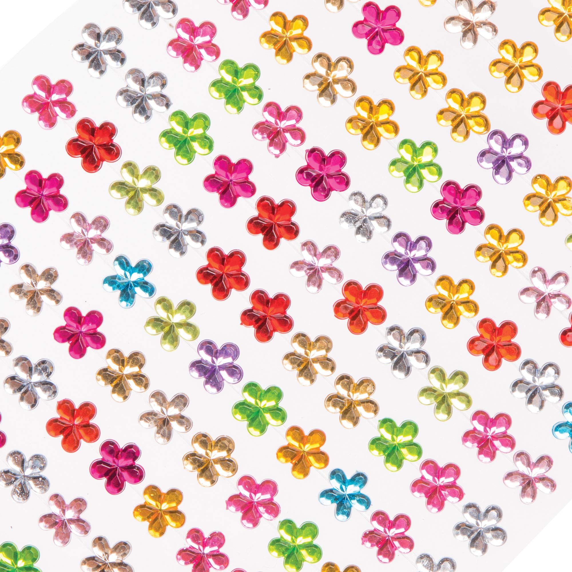 Baker Ross AW269 Mini Flower Self-Adhesive Gems (Pack of 308) Embellishments For Kids Arts and Crafts