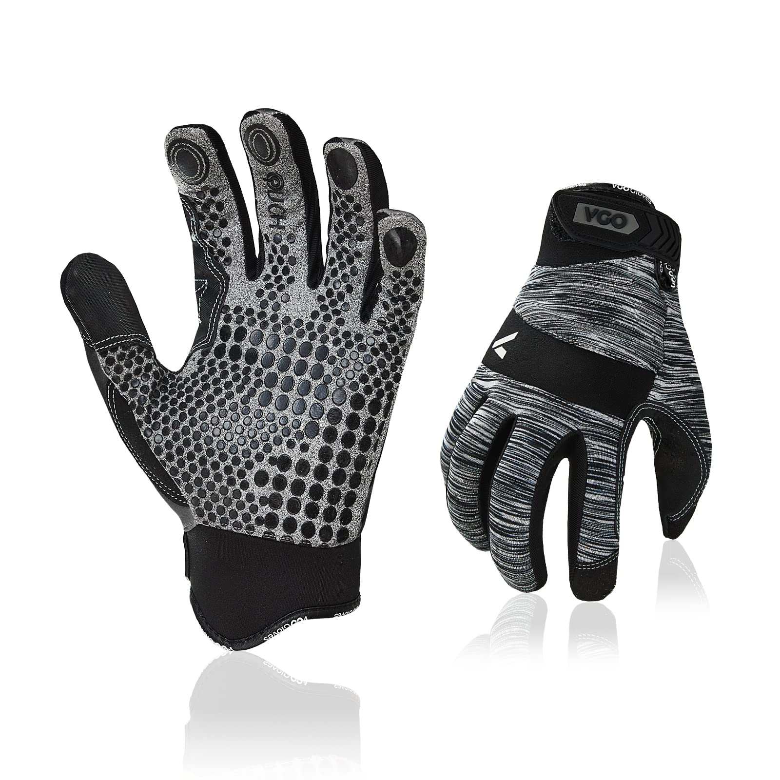 Vgo... Work Glove Touchscreen with Silicone for Antislip,Utility Gloves for Delivery HGV Light Duty(Size M,Gray,SL7895,1Pair)