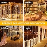 Ollny 300LED Curtain Lights 3x3m Mains Powered Waterfall with Remote 8 Modes view 6