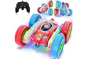 Terucle Remote Control Car, Kids Toys with Shiny Electroplated Finish, RC Cars Stunt Toy with LED Lights, 2.4GHz Double-Sided 360° Flips, USB-C Fast Charging, Perfect Birthday Xmas Gift for Boys