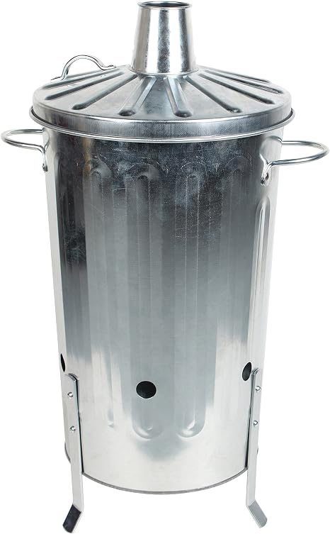 Crazygadget 18 Litre 18l Small Garden Galvanised Metal Incinerator Fire Burning Bin For Wood Paper Leaves Amazon Co Uk Garden Outdoors