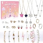 Jewelry Advent Calendar 2025 for Girls, 24 Days of Christmas Countdown Calendar Unique Charm Bracelets Rings Necklaces Jewellery Accessories for Girls Kids Teens Adults Xmas Winter Holiday Gifts