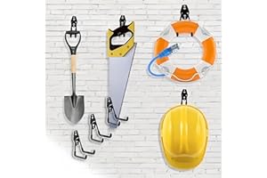 3PCS Steel Heavy Duty Garage Hooks Wall Mount Utility Organizer for Power Tools, Ladders, Bikes, Ropes Indoor Outdoor(with Sc