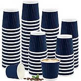 200 Pack Paper Espresso Cups, 4 oz Mini Espresso Coffee Cups, Blue Ripple Paper Hot/Cold Cups for Coffee Tea, Hot Cold Bevera