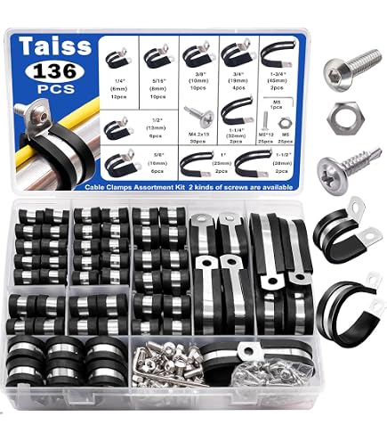 Juego 52 Abrazaderas De Cable Acero Inoxidable Con Goma - 6 Tamaños Para Coches, Barcos, Hogar