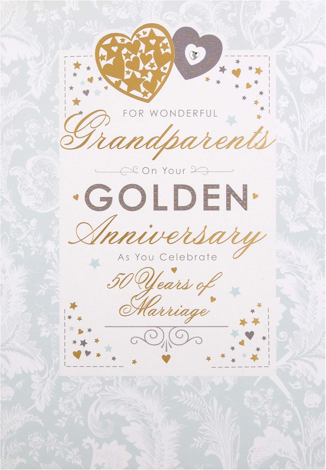 Golden Wedding Anniversary Card For Grandparents From Hallmark With Gem Attachment Amazon Co Uk Office Products