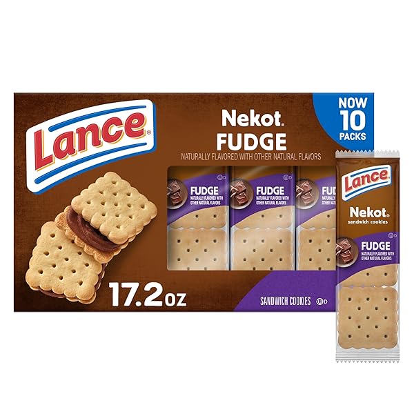 LANCE SANDWICH COOKIES, NEKOT FUDGE, 10 INDIVIDUALLY WRAPPED...