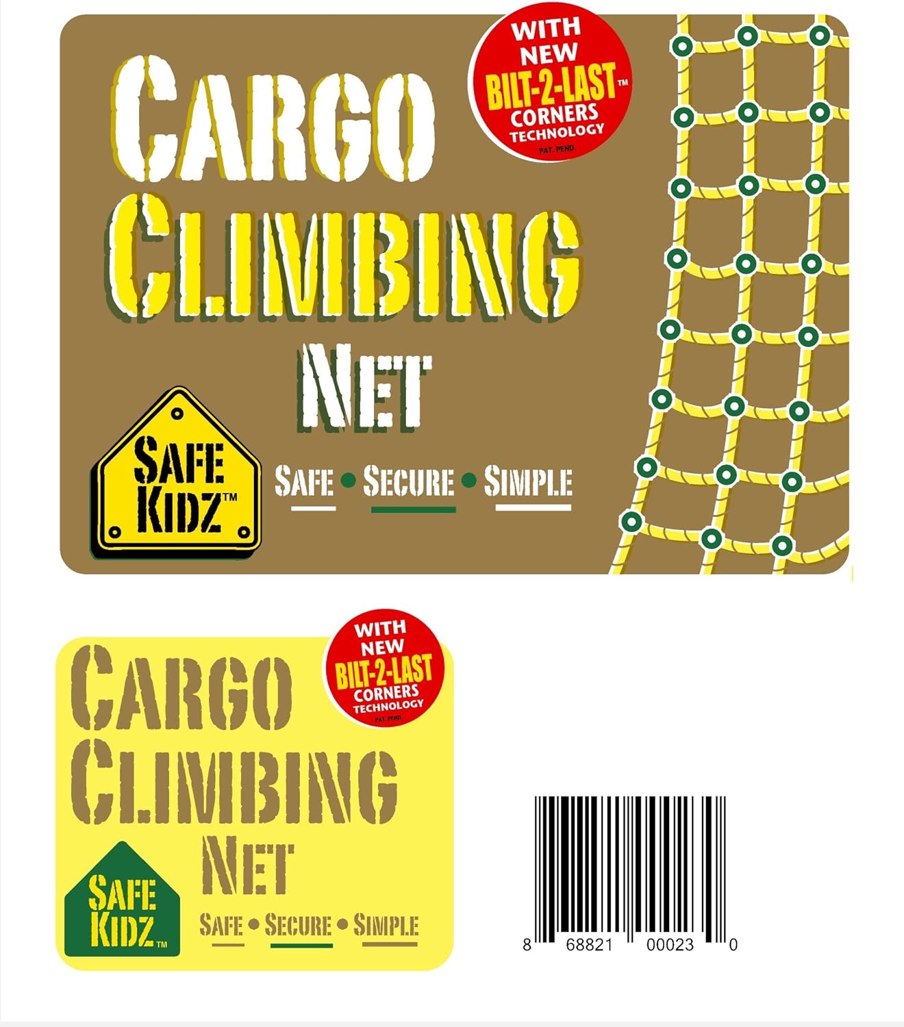 Safe-Kidz Cargo Climbing Net, 100% Polyester Rope Ladder, 96" L x 30" W + Drill Bit & Instructions: Toys & Games