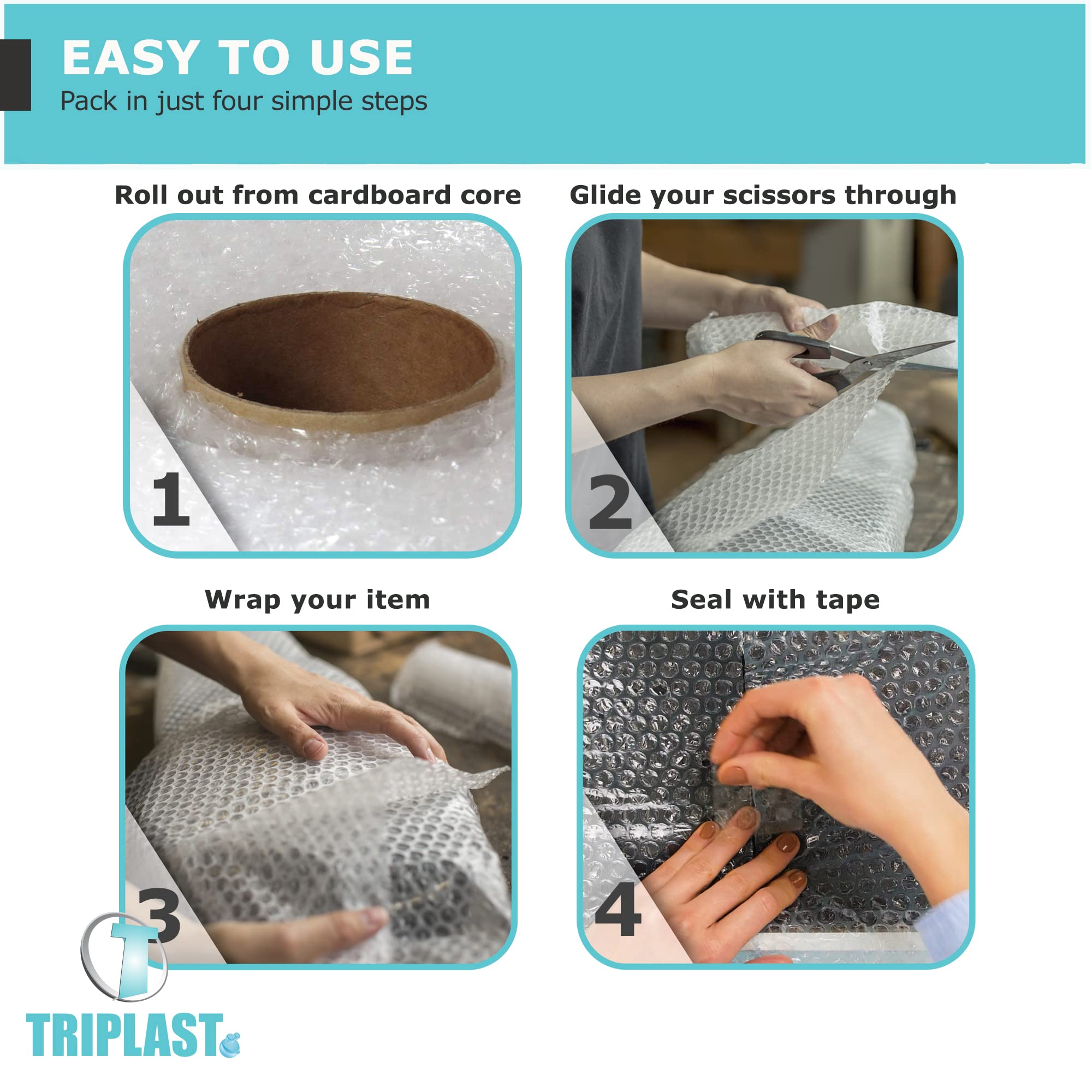 Triplast Large Roll of Bubble Wrap 500mm x 100m – Air Bubbles Packaging for House Moving & Packing Storage Boxes