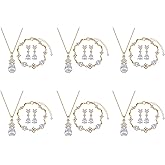 Bridesmaid Jewelry Set for Women 18K Gold & Silver & Rose Gold Plated Pendant Necklace Earrings Bracelet Set,Bridesmaid Gift for Wedding/Proposal/Party/Anniversary