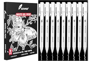 GETHPEN White Gel Pens - Fine, Medium & Bold Tip Ink Pens for Journaling, Art, or Drawing- For Holiday Gifts & DIY Projects - White Ink, Archival Ink Pens -0.6/0.8/1.0 Assorted Tip Sizes -9 Pack