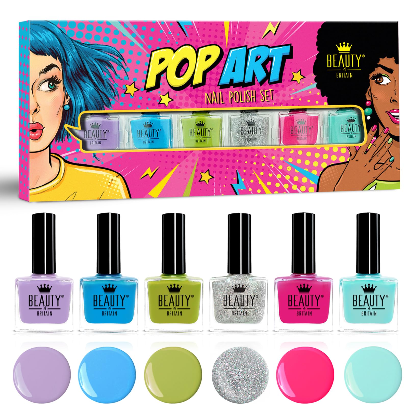 Bright Nail Polish Gift Set – Perfect Gift for Teen Girls | 6 Fun & Crazy Colours | Party & Festival Nails | Long-Lasting, Quick-Dry, Vegan | UK Brand