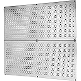 Wall Control Pegboard Rack Garage Storage Galvanized Steel Horizontal Peg Board Pack - Two 32-Inch x 16-Inch Shiny Metallic M