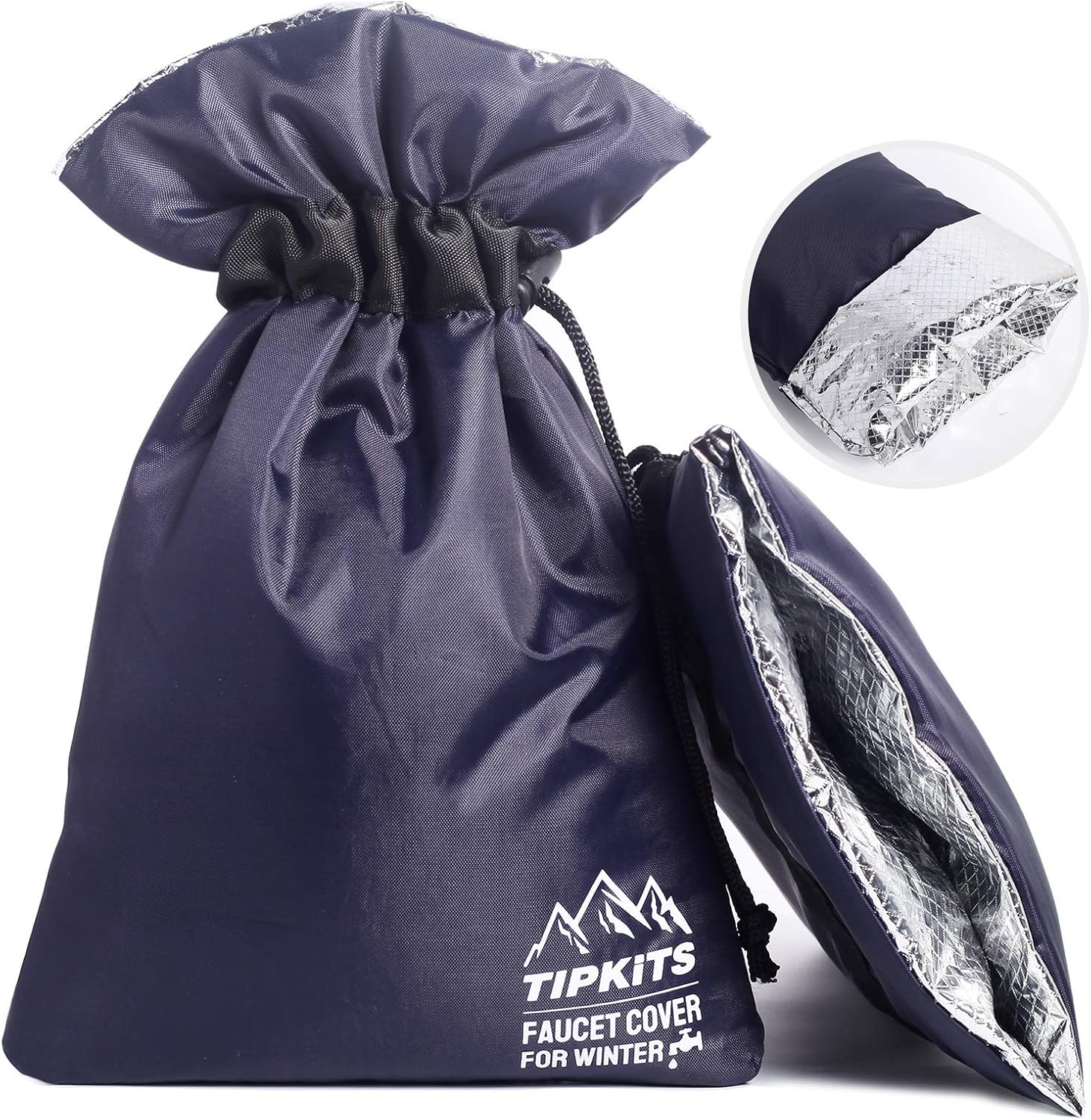 Tipkits Outdoor Faucet Covers for Winter Freeze Protection, Hose Bib Cover Socks with Larger Size 12'' H x 8'' W, Aluminum Foil Insulation - 2 Packs: Home Improvement