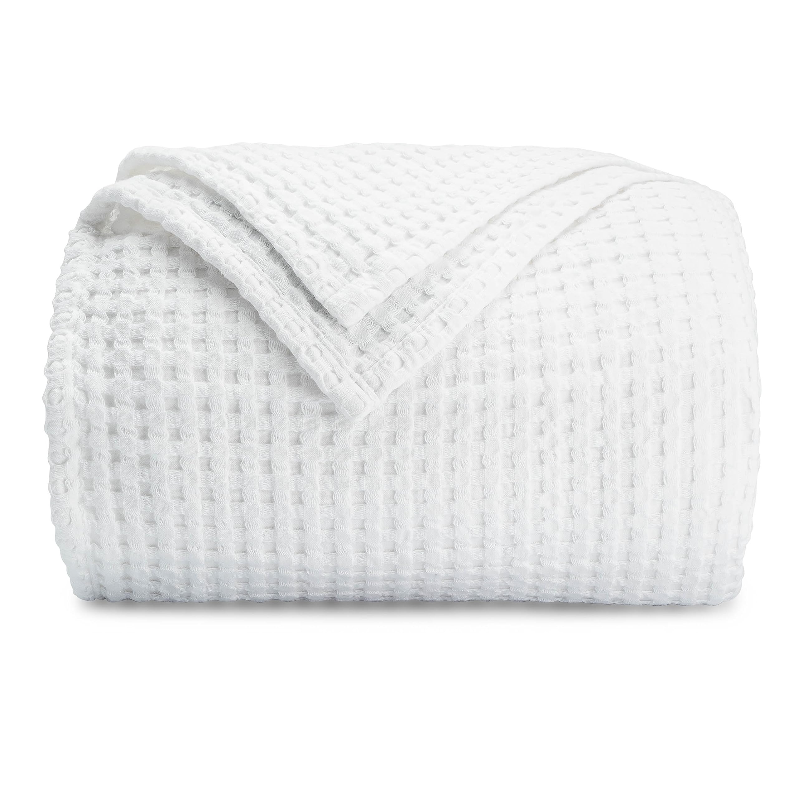 Comfy Cubs Waffle Blanket Twin, 229 cm x 168 cm - Lightweight & Breathable, 100% Cotton Blanket - Soft Waffle Weave for All Seasons - Luxurious & Cozy Layer for Couch, Sofa, or Bed - White