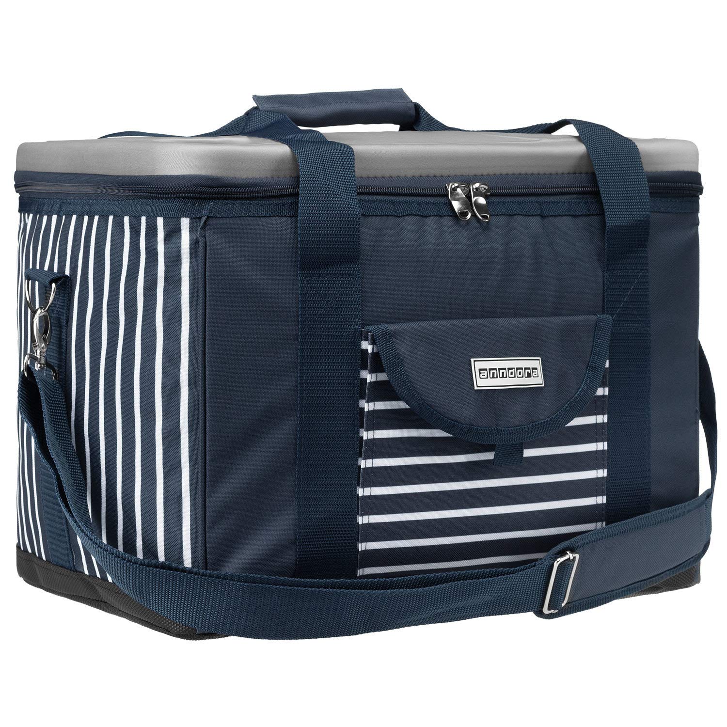 anndora Cool Bag, XL, Black / White Polka Dots, 40 L - Insulated Picnic Bag, Xl Navy Blue White (Blue) - TW-1886-232