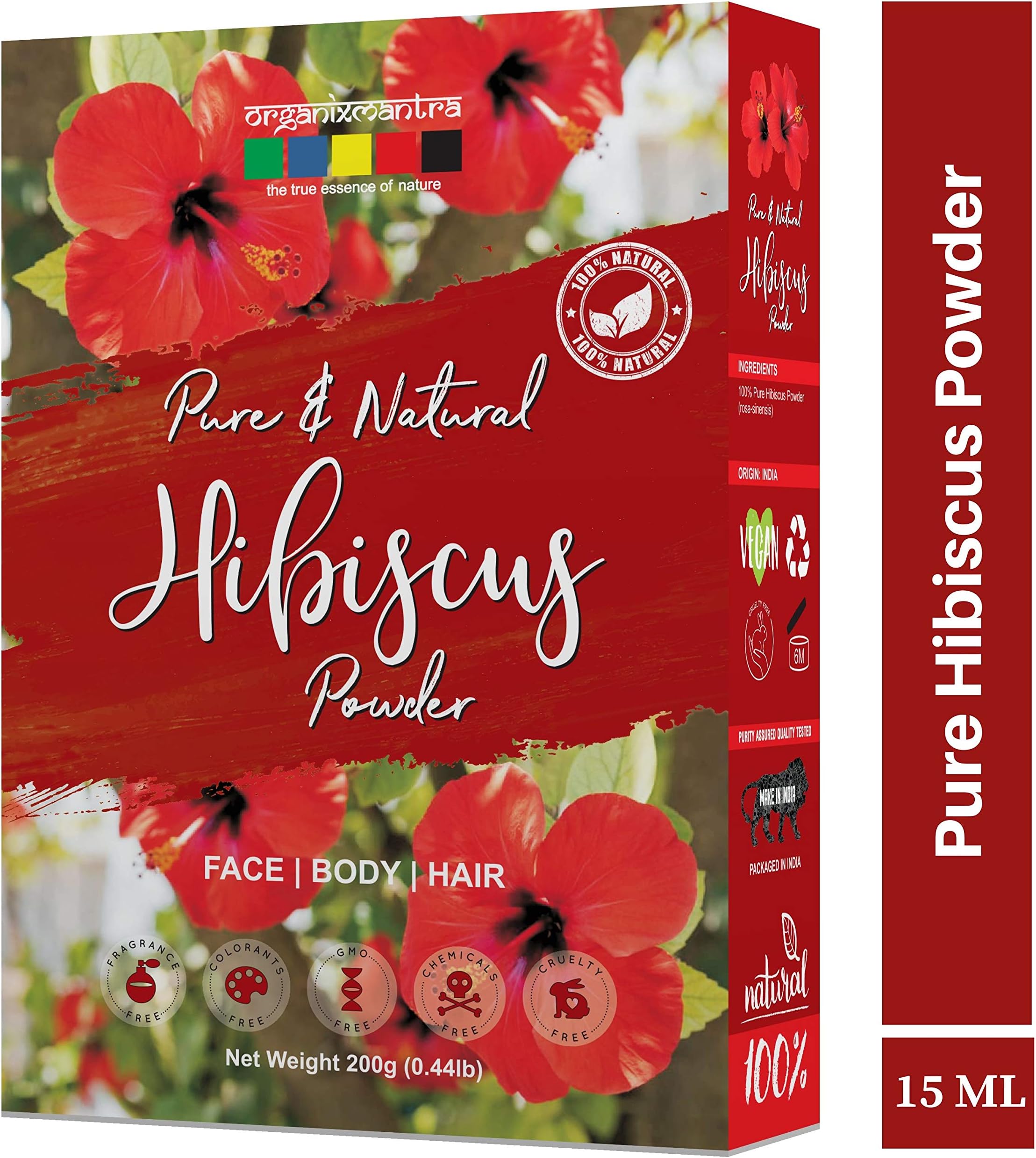Organix Mantra Hibiscus Powder For Face, Skin, Hair Growth 200 Grams, Hibiscus Flower Powder Pure & Natural