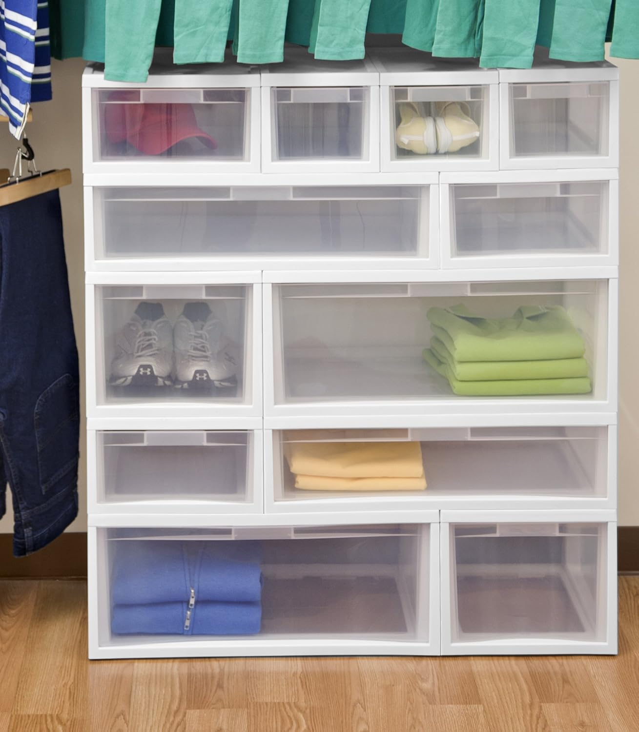 6 Pack Sterilite 23508006 Narrow Modular Drawer White Frame With