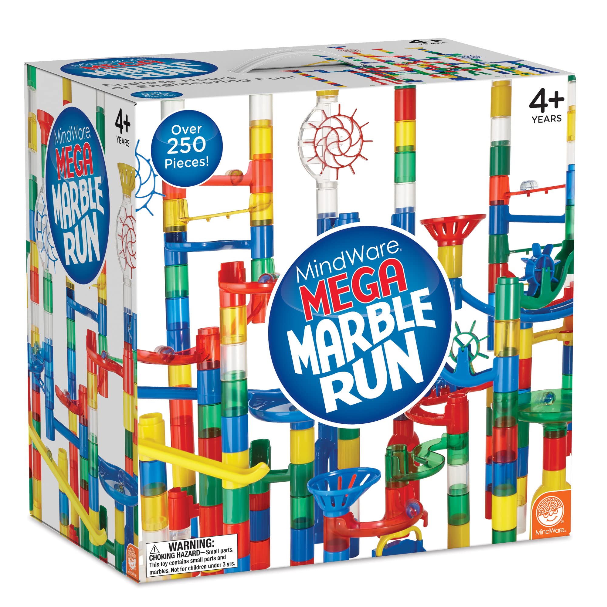 MindWare Mega Marble Run Building Set - 215 Durable Pieces and 40 Marbles - Build, Engineernig and Sceince Toy - Ages 4 and Up
