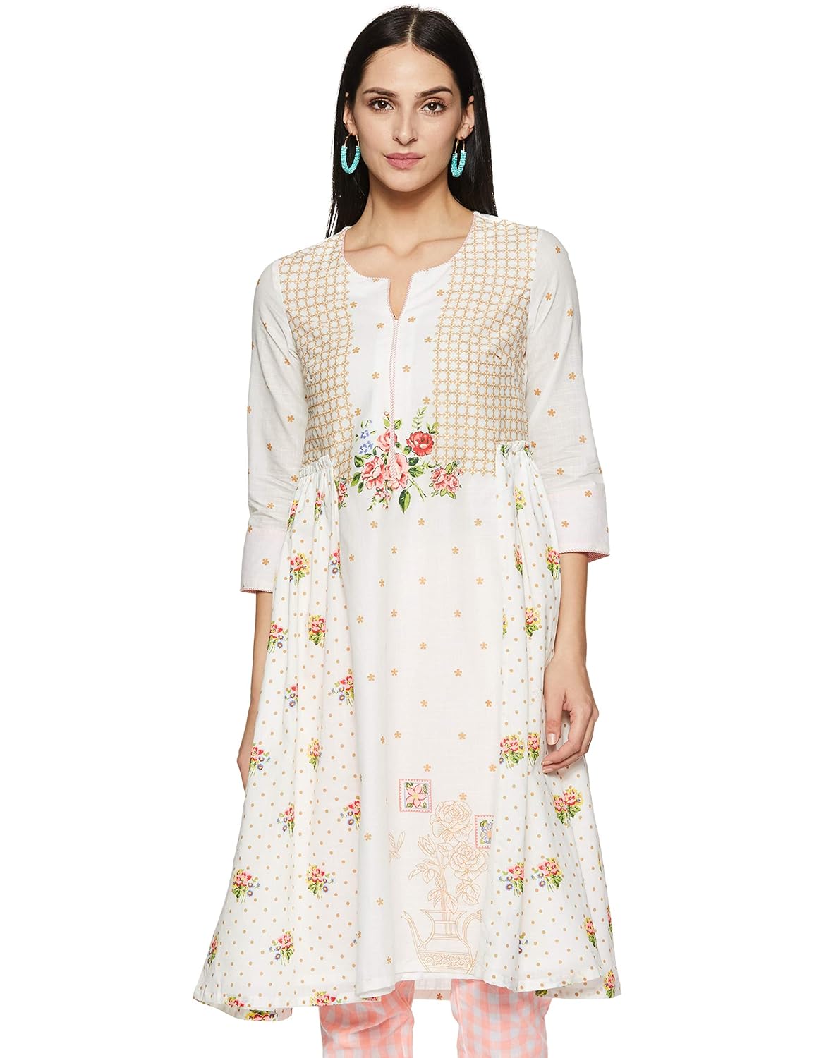 Buy BIBA Women's Cotton aline Kurta at Amazon.in