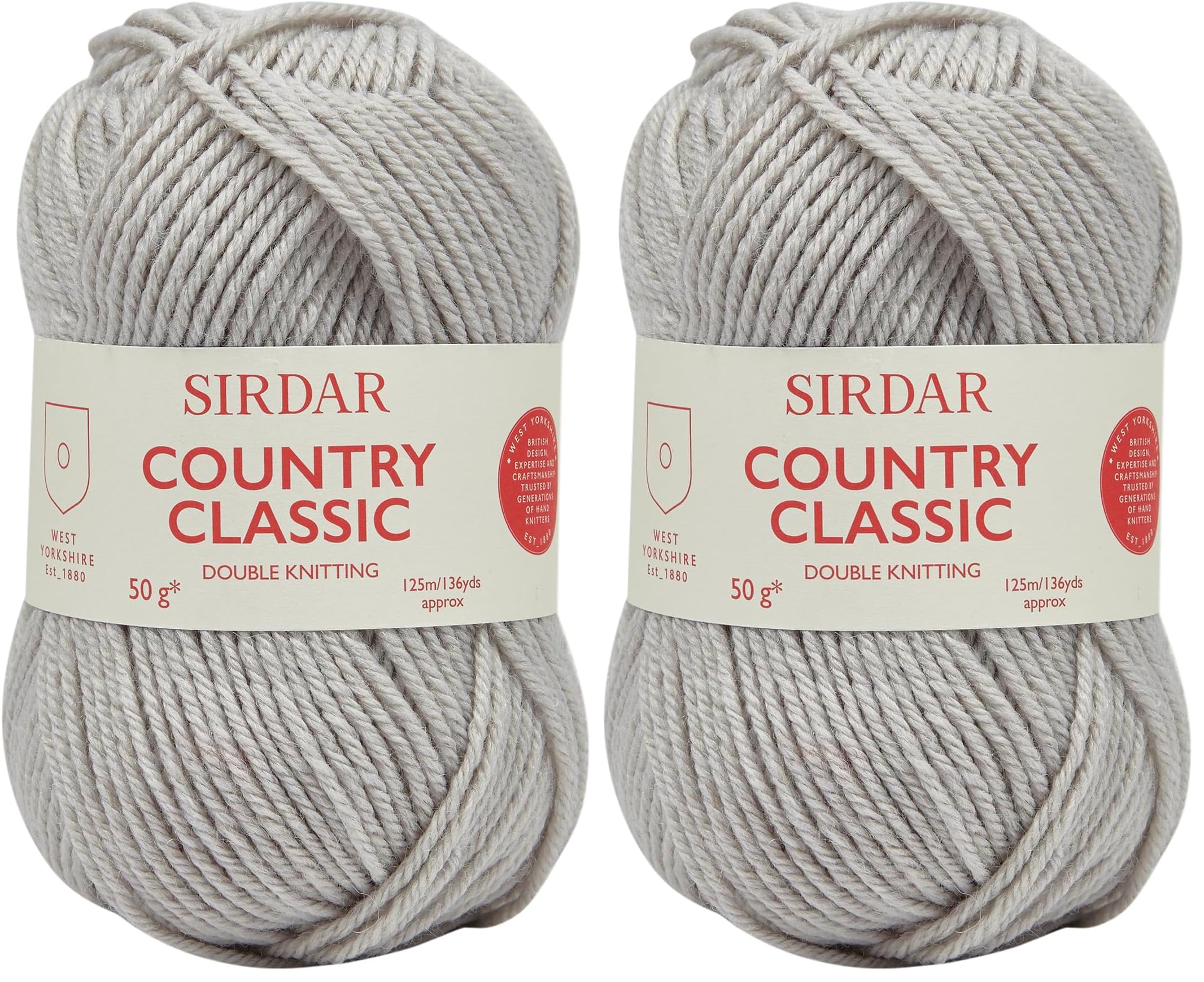 Sirdar Country Classic DK Double Knitting, Dove Grey (862), 50g (Pack of 2) — image 1