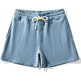 FIROTTII Mens Sweat Workout Shorts 5 Inch Cotton Terry Sweatshort Casual Striped Pajamas Summer Athletic Short